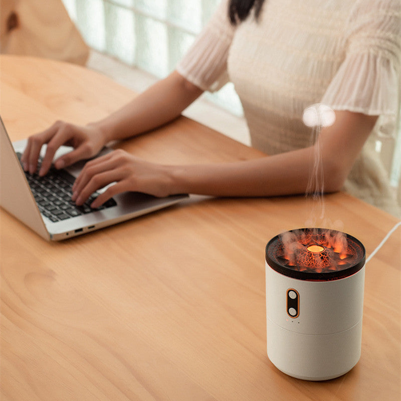 USB Volcanic Flame Aroma Diffuser with Jellyfish Night Light