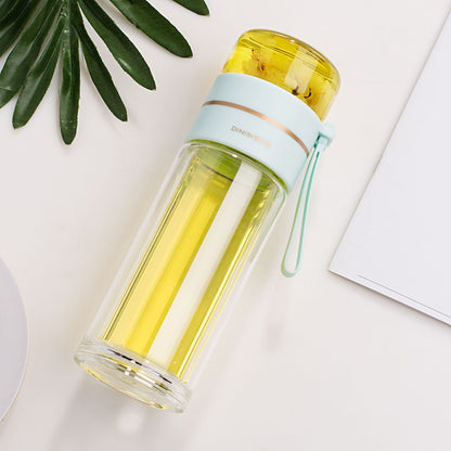 Glass Water Bottle With Tea Infuser Filter Tea Separation Double Wall Glass Bottle Leakproof Water Bottle Other