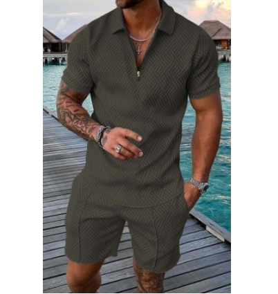 New Men's Summer Short Sleeve Shorts Casual Suit