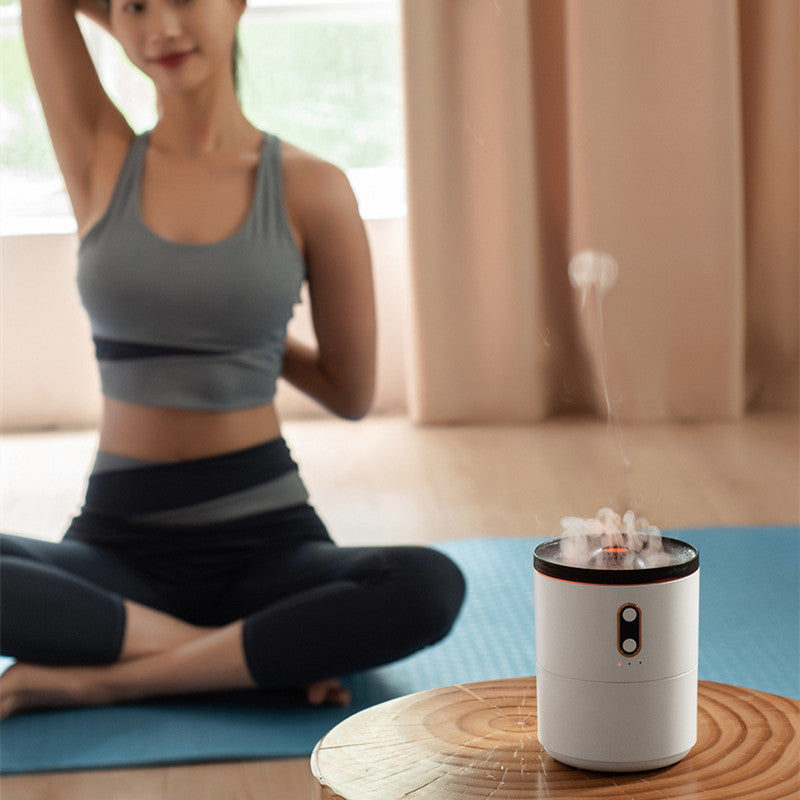 USB Volcanic Flame Aroma Diffuser with Jellyfish Night Light