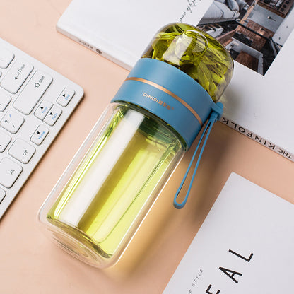 Glass Water Bottle With Tea Infuser Filter Tea Separation Double Wall Glass Bottle Leakproof Water Bottle Other