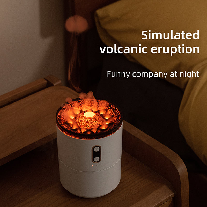 USB Volcanic Flame Aroma Diffuser with Jellyfish Night Light