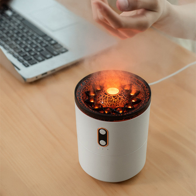 USB Volcanic Flame Aroma Diffuser with Jellyfish Night Light