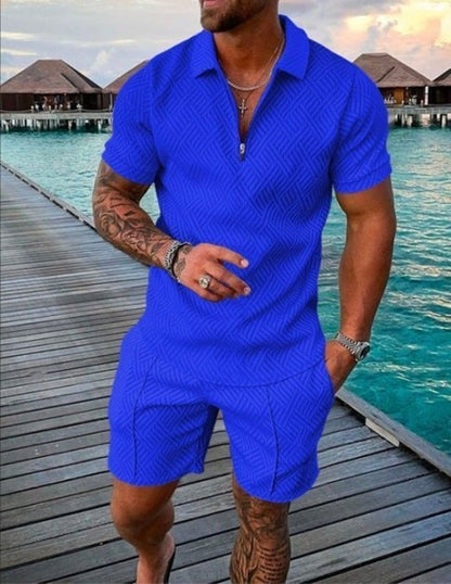 New Men's Summer Short Sleeve Shorts Casual Suit