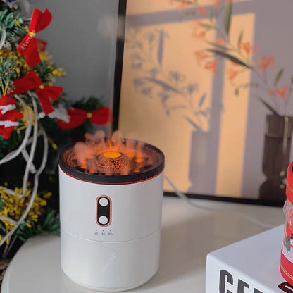 USB Volcanic Flame Aroma Diffuser with Jellyfish Night Light