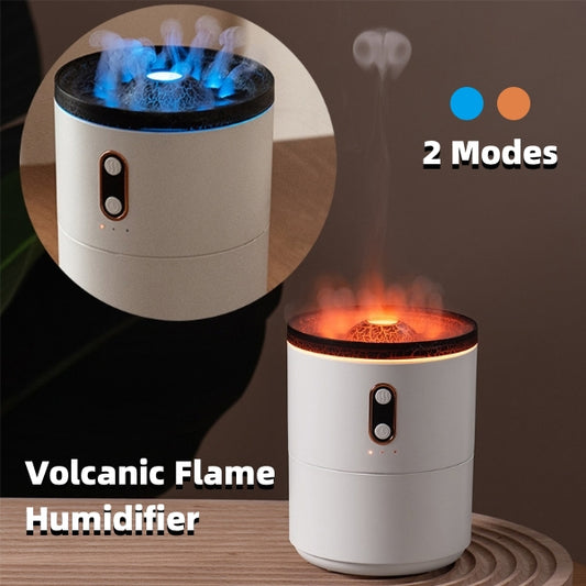 USB Volcanic Flame Aroma Diffuser with Jellyfish Night Light