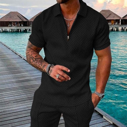 New Men's Summer Short Sleeve Shorts Casual Suit