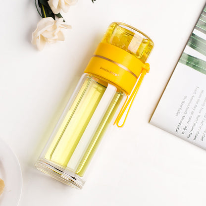 Glass Water Bottle With Tea Infuser Filter Tea Separation Double Wall Glass Bottle Leakproof Water Bottle Other