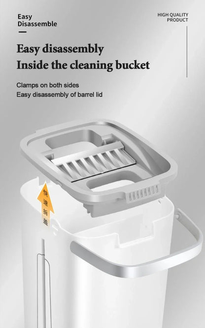 360° FLAT MOP BUCKET SET SQUEEZE DRY MICROFIBRE FLOOR MOP CLEANER