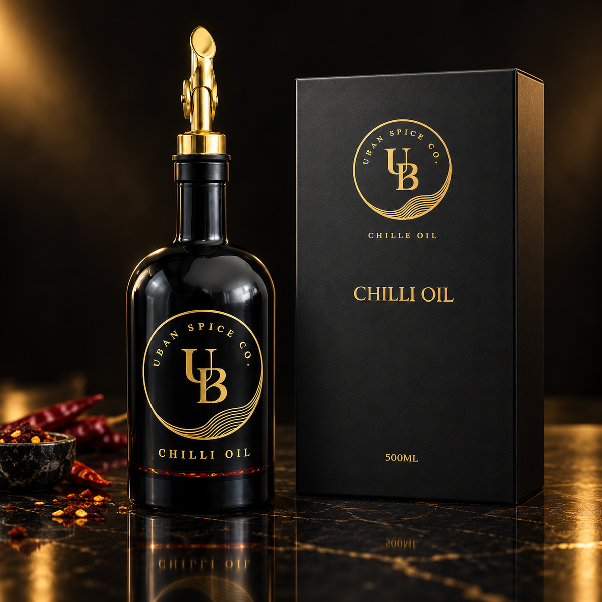 Premium Chilli Oil 500ml – Luxury Gift Set | UBAN Spice Co